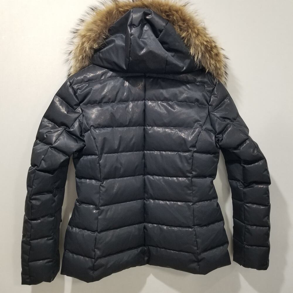 Descente Womens 10 Down Jacket D5-9303 Black Bronze Shimmer Fur Hood HEAT NAVI - Picture 2 of 15